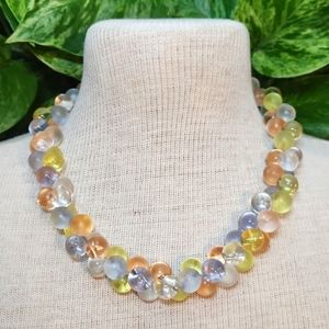 Vintage Monet Wisteria Pastel Lucite Bubble Beaded Necklace